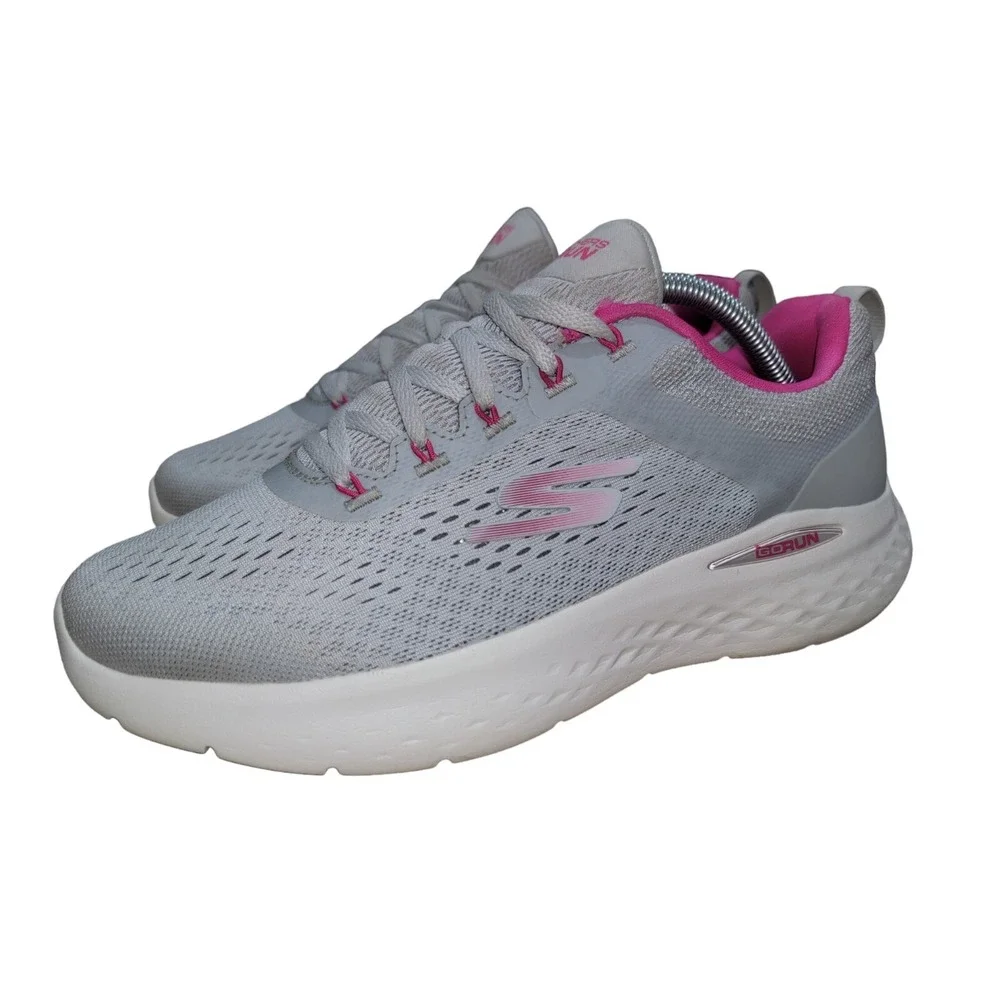 Skechers Go Run Lite Women's Grey Pink Athleisure Running Shoe 129423 Sz 10 M